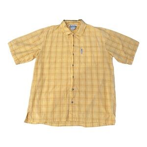 Columbia‎ yellow plaid button down breathable men's shirt size medium